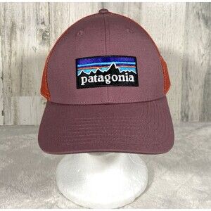 Patagonia Trucker Hat Cap Snap Back Mesh Logo Patch Outdoor Purple Orange